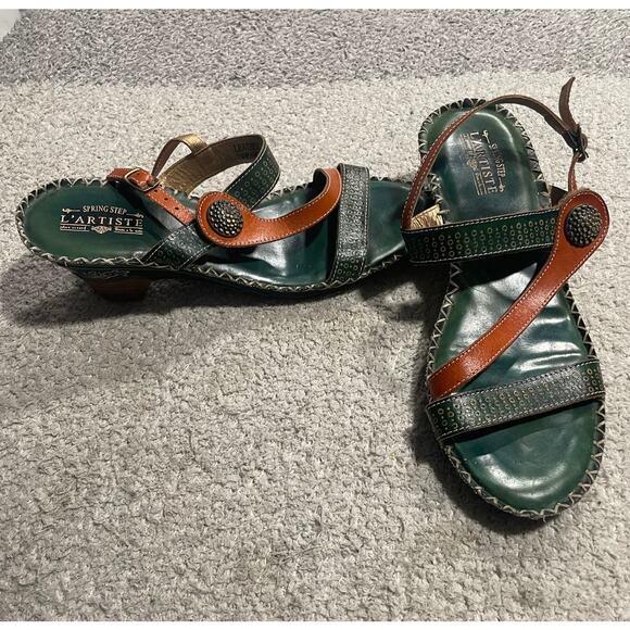 L'Artiste Spring Step Dreamer -N Sandals Womens EU 42 / US 10.5-11 Leather Green - Picture 1 of 16